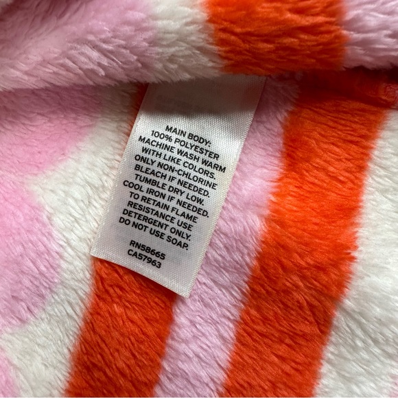 Tucker+Tate Girls Plush Hooded Comfy Long Pink Art Deco Tie Waist Robe Size M - Picture 7 of 8